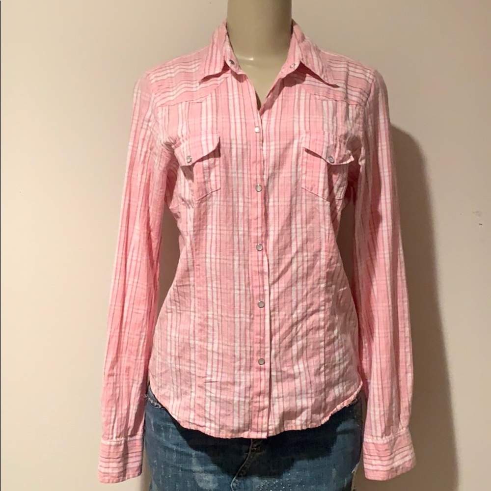 Pink plaid button down - Picture 2 of 8